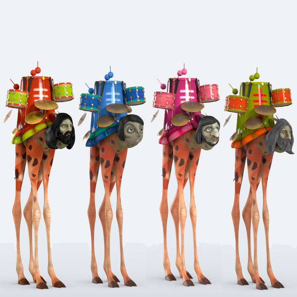 Paul McCartney world tour 2018 /Possible Productions The beatles singers as a jiraffes with intruments on top for the vieo os f the song Sargent pepper